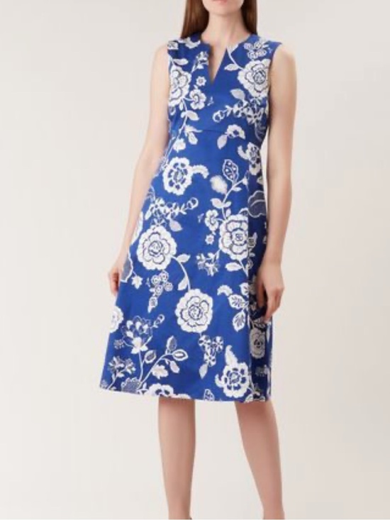 Hobbs London Dresses & Skirts - Hobbs London Lauren Floral Shift Dress Blue White Size 6 Cotton Wedding Guest